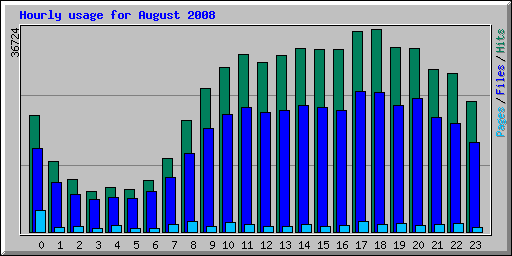 Hourly usage for August 2008